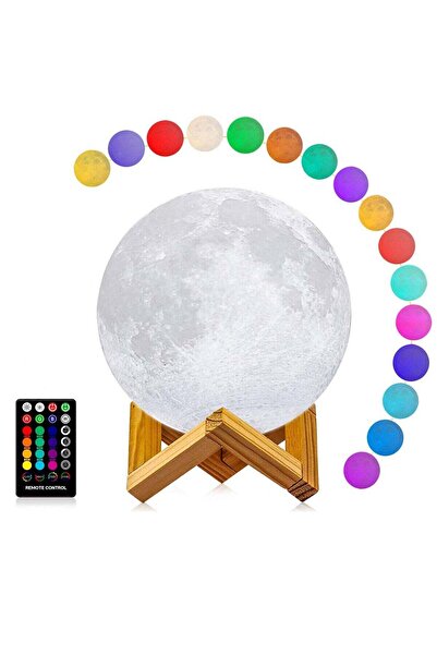 Türkiye Moon Lamp, 3D Printing 16 Colors LED Night Light with Stand, Timer, Remote & Touch (7 inch