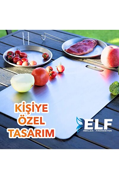 ELF REKLAM Kişiye Özel Paslanmaz Çelik Küf Tutmaz Mutfak Kesme Tahtası