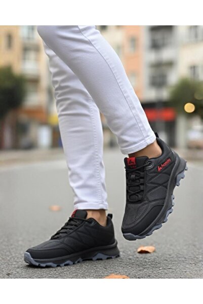 homiro Men's Waterproof Poly Sole Fuspedli Sports Shoes - Black Red