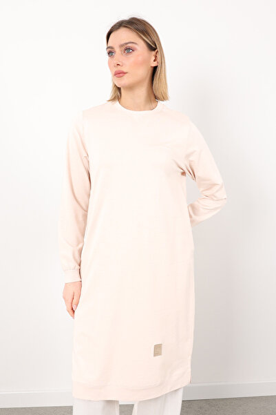 puyeni İki İplik Bisiklet Yaka Armalı Uzun Tunik