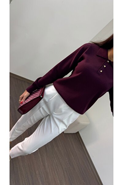 LOISY Kadın Polo Yaka Uzun Kol Triko