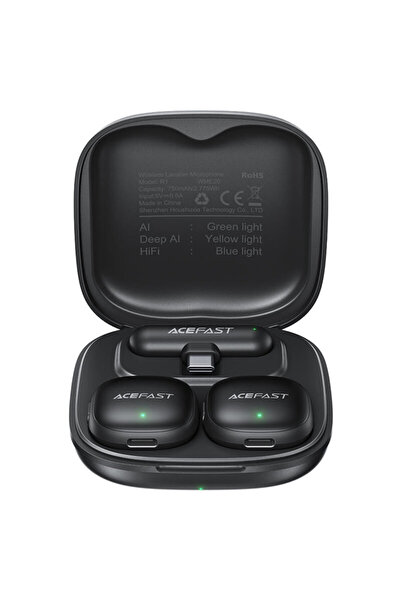 Acefast R1 360° Wireless Lavalier Microphone, 750mAh, Black