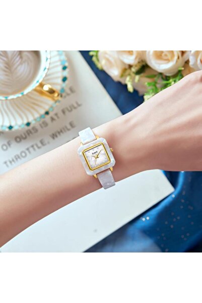 everd | Unique women's watch with white strap and white dial