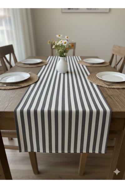 LILYUM 40x140 cm Dikey Çizgili Dekoratif Runner