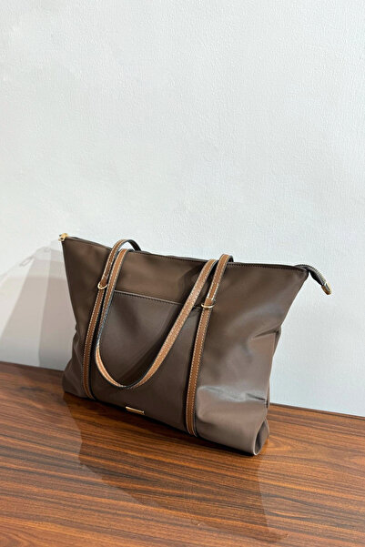 Gülşah collection Geantă mare de umăr cu detaliu inel pentru curele - maro