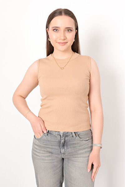 puyeni Kaşkorse Sıfır Kol Bisiklet Yaka Atlet Bluz