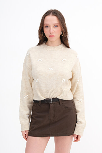 Addax Πλεκτό πουλόβερ με κορδέλα K2237