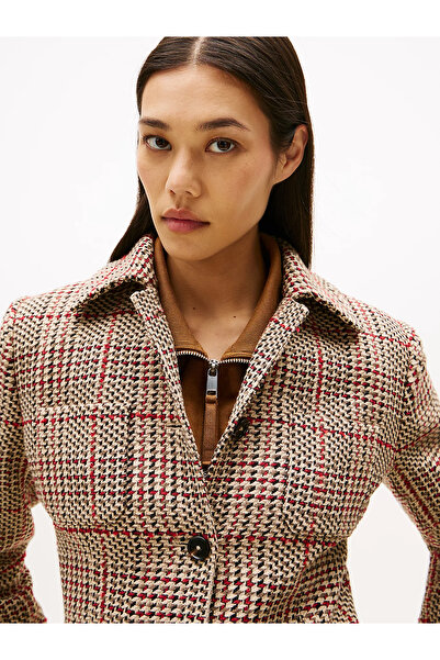 Tommy Hilfiger Sezonluk Dokulu Kadın Kadın Gri Blazer Ceket WW0WW466560OG