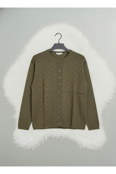 nacar çarşı Kadın Anne Bisiklet Yaka Triko Bej Kazak Anneler Günü