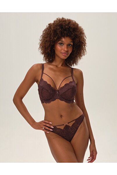 ESOTIQ Women's Elegant Briefs Panties with Floral Lace & Mesh Rose Gold Details | Olive