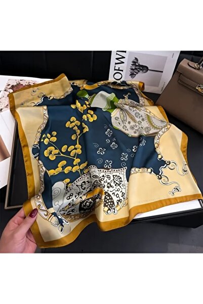 Accessories Hei Beige Patterned Stylish Silk-Look Women's Accessory Scarf Foulard