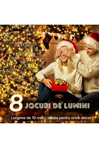 Lightome Instalatie De Craciun Cu 8 Jocuri De Lumini, Liniara, Lungime de 10 m, Ideala Interior/exterior