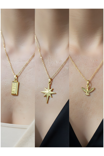 Triple Combination Gold Plated Necklace Set