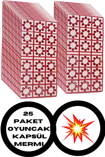 hırdawhat 25 Adet 18x8li Kapsül Mermi Şeridi Toplam 3600 Adet Atış Kırmızı(+12 Yaş Üzeri)