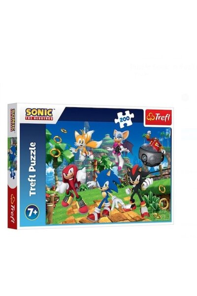 Trefl Puzzle Sonic the Hedgehog in Fighting Position, 200 Pieces, – Educational Game for Children 7+ Years