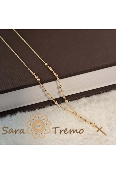 SaraTremo Colier cruce placat cu aur de 50 cm