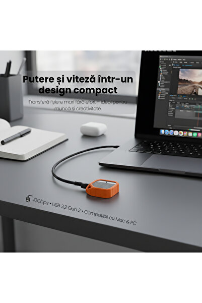 AresShield Armor SSD Rack Orange – External Enclosure NVMe M.2 2230, USB-C 10Gbps, Anti-Shock, 2TB