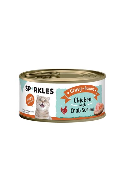 SPARKLES Canned Cat Food with Chicken & Crab in Broth, 80 g