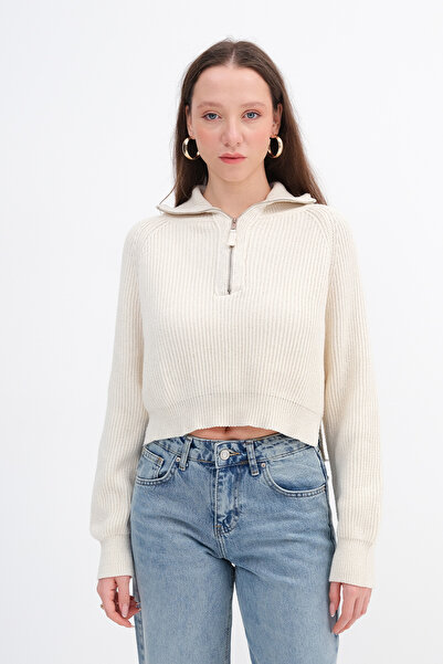 Addax Yakası Fermuarlı Triko Kazak K10262-C8