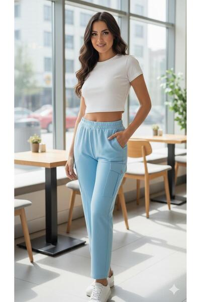 MODA Μπλε παντελόνι υψηλής ποιότητας με τσέπες και εξαιρετικά μαλακές υφασμάτ...