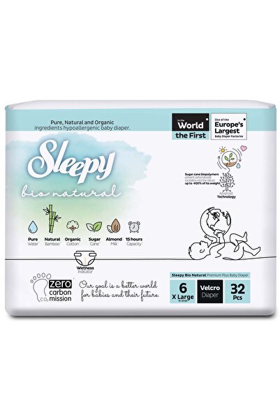 Sleepy Scutece pentru bebelusi BIO DOUBLE- marime 6XLarge, 15-25kg, 32 bucati