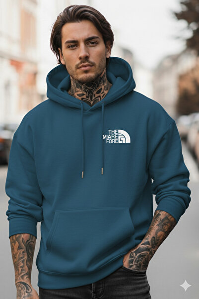 dwnwear Men'S/Unisex Chest Printed Relaxed Hooded Hoodie