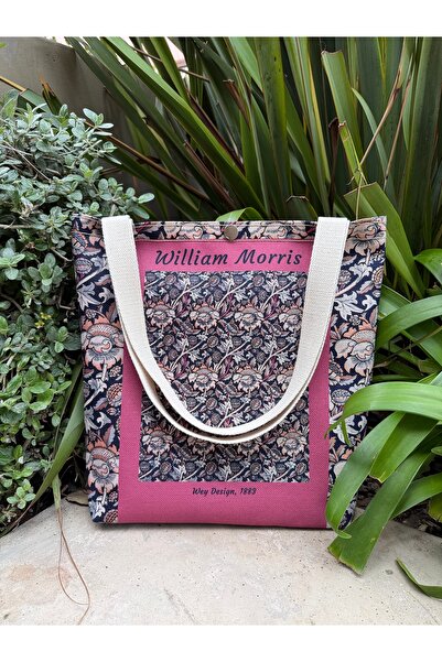 pamukcanta William Morris Kanvas Bez Çanta Yıkanabilir Metal Çıtçıtlı 35x38cm (KÜÇÜK BOY)
