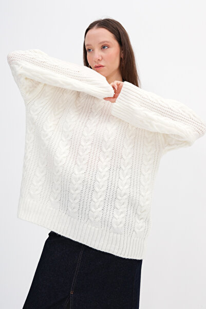 Addax Hair Braided Knitwear Sweater K2244
