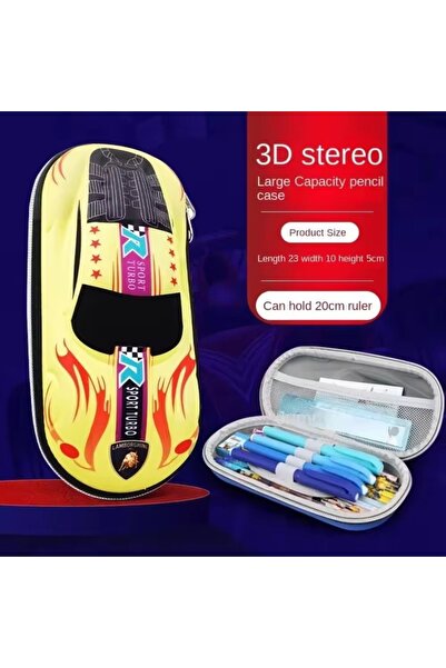 synshop Yarış Arabalı Sarı 3D Kalemlik Kalem Kutu Su Geçirmez Büyük Boy Okul ...