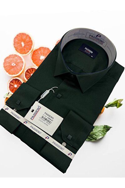 PASSERO Slim Fit Çıtçıtlı Saten Gömlek