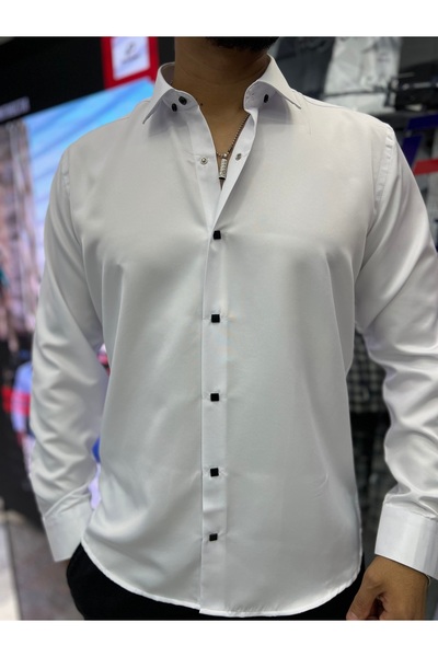 PASSERO Slim Fit Snap Fastener Σατέν πουκάμισο