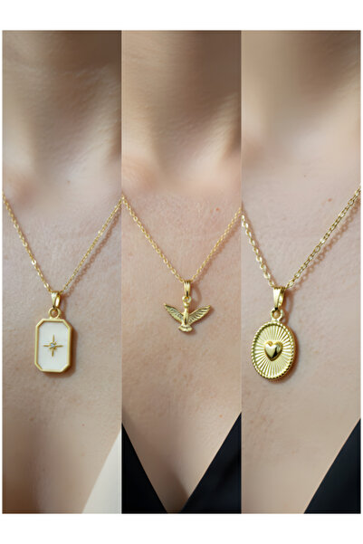 Triple Combination Gold Plated Necklace Set