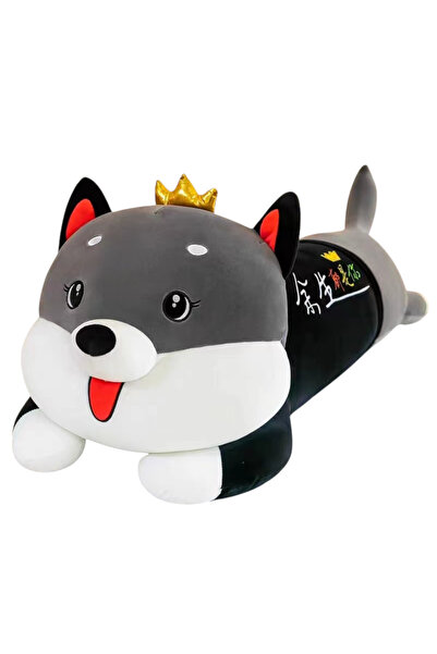 Krista Jucărie de pluș Royal Cat, neagră cu gri, 120 cm