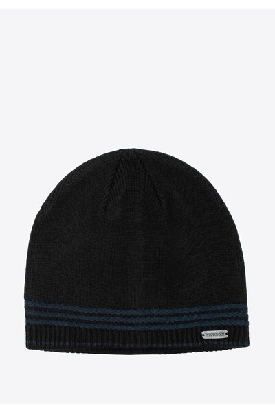 Wittchen Men's Cap with Colored Stripes Black Viscose