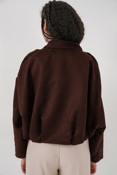 Bigdart Women's Brown Oversized Suede Jacket 1055
