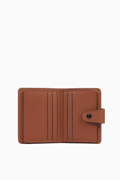 CENGİZ PAKEL Unisex Card Holder with Snap Detail - 2518 - Tan