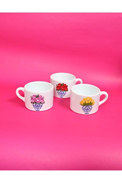 Vivas 3-Piece Double Cup Set Blue Blanc (Tulip, Pink Rose and Red Rose)