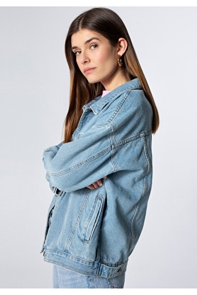 Wittchen Jachetă denim supradimensionat pentru femei, albastră, din bumbac