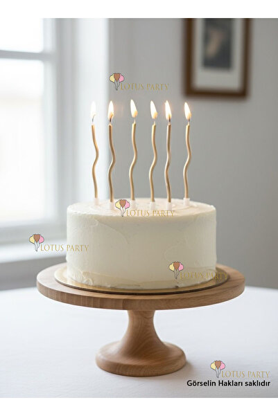 LOTUS PARTY Gold Spiral Mum - 6 Lı Gold Spiral Mum - Gold ince Doğum günü Pas...