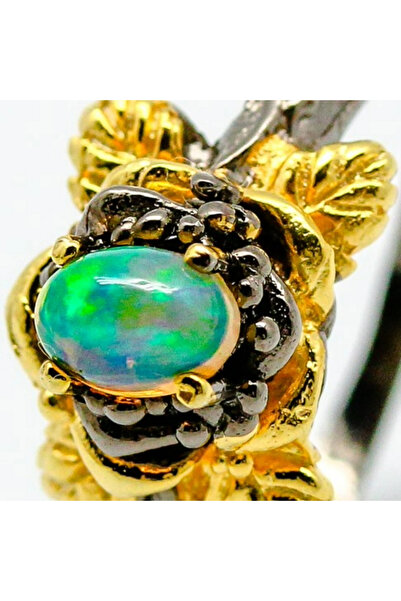 FashionBijoux Inel din argint 925 auriu cu opal negru, 7