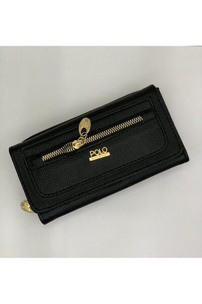 PurpleART Women's Polo Embroidered Magnet Cover Large Size Horizontal Wallet 10X19X5Cm