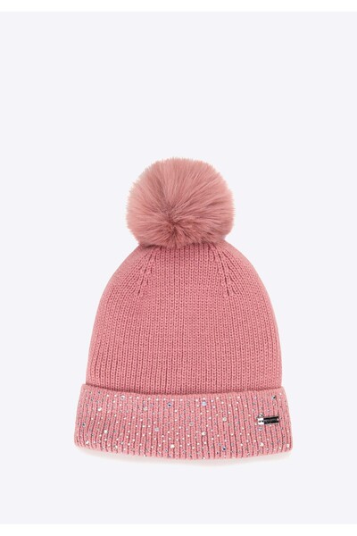 Wittchen Women's Winter Hat with Decorated Rib Pink Acrylic