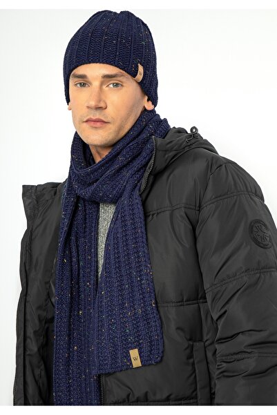 Wittchen Men's winter set with a fine pattern, navy blue, navy blue acrylic