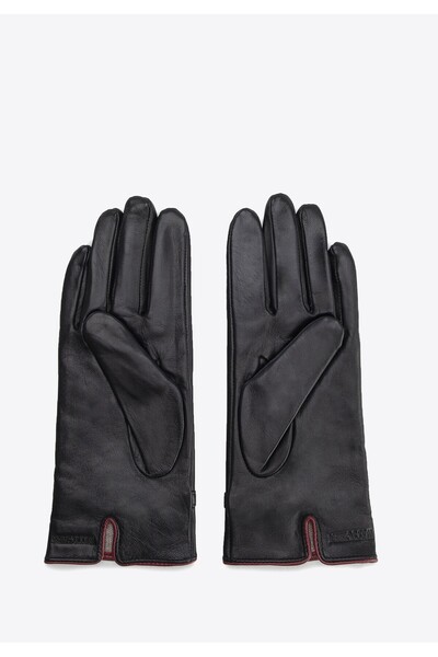 Wittchen Women's Leather Gloves, Warm with Wool, Black, Leather