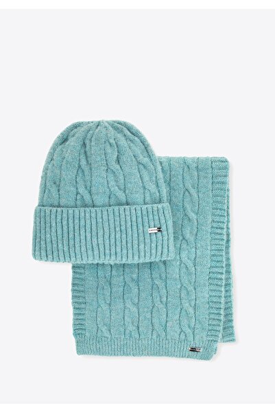 Wittchen Set de iarnă pentru femei cu model cu împletituri, albastru, poliester