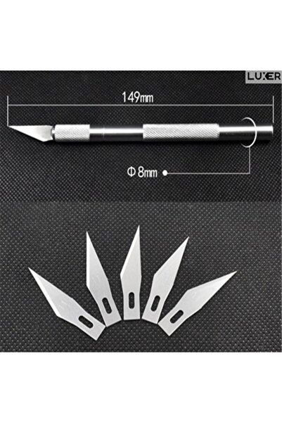 LUXER Metal Scalpel Cutter, 5 Spare Blades for Origami/DIY Activities, Length 15 cm