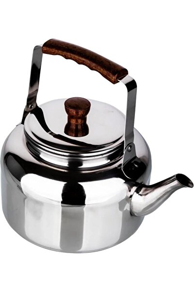 cc bin shihon Stainless steel teapot with brown handle, 2 liters