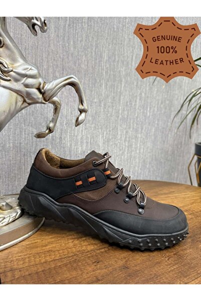 AYAKCİTY أحذية رجالية من الجلد الطبيعي للمشي لمسافات طويلة والرحلات الخارجية