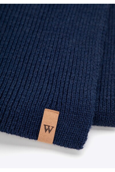 Wittchen Men's Scarf with Logo Navy Blue Wool
