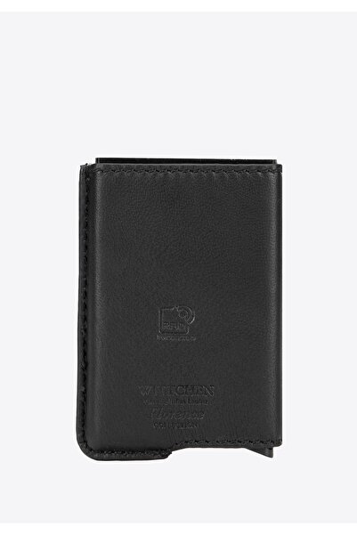 Wittchen Carcasă de cărți bărbătească cu mecanism glisant, neagră, din piele